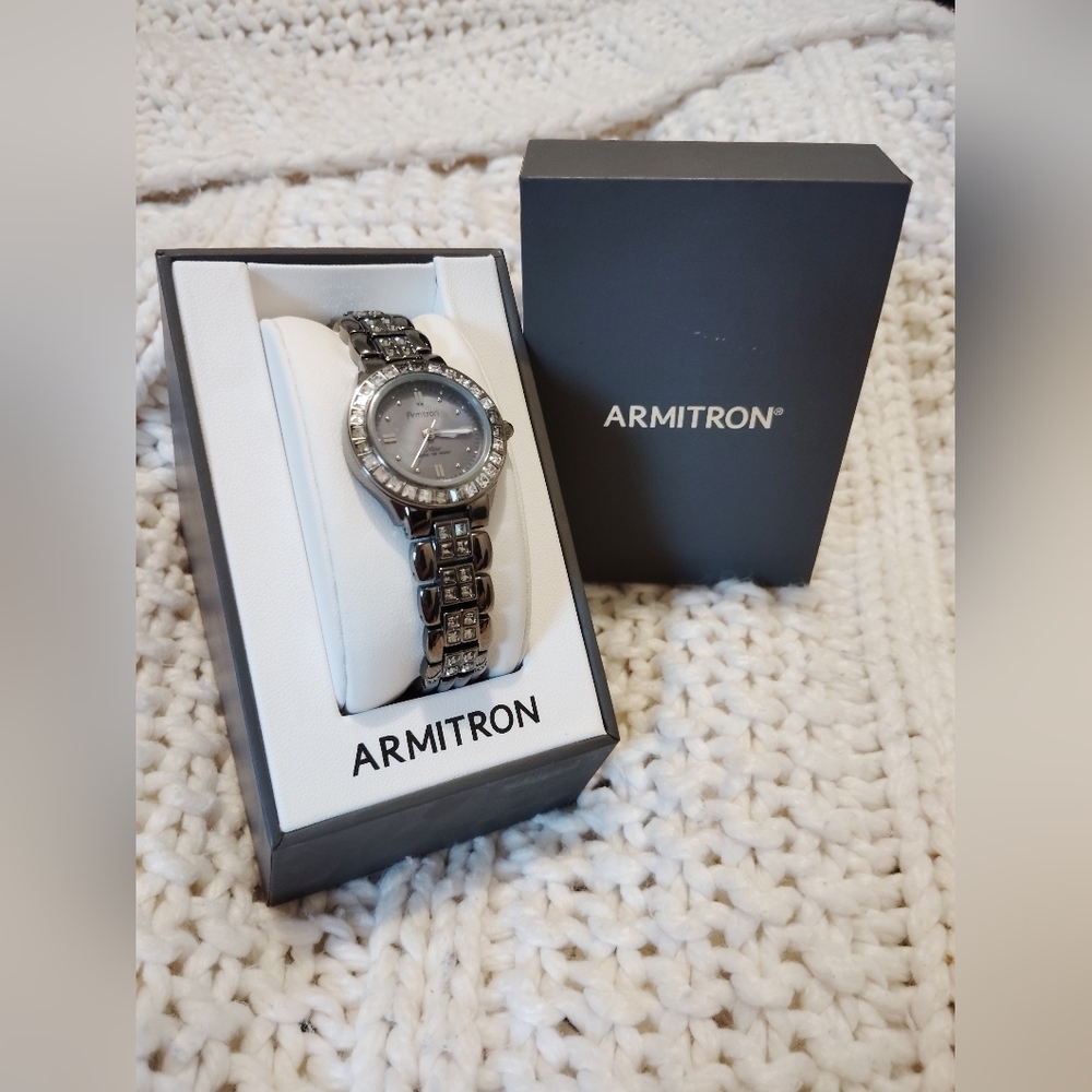 Armitron Silver And Black Timepiece Women's New In The Box!